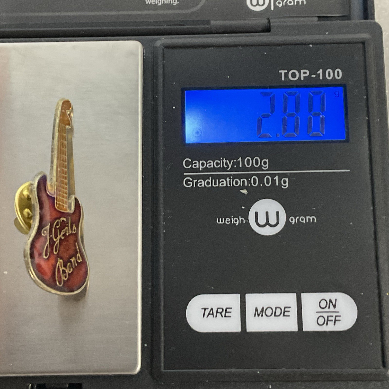 J Geils BandRed & Gold Guitar Enamel Metal Pin Pinback Vtg GnuCollectibles - Image 9