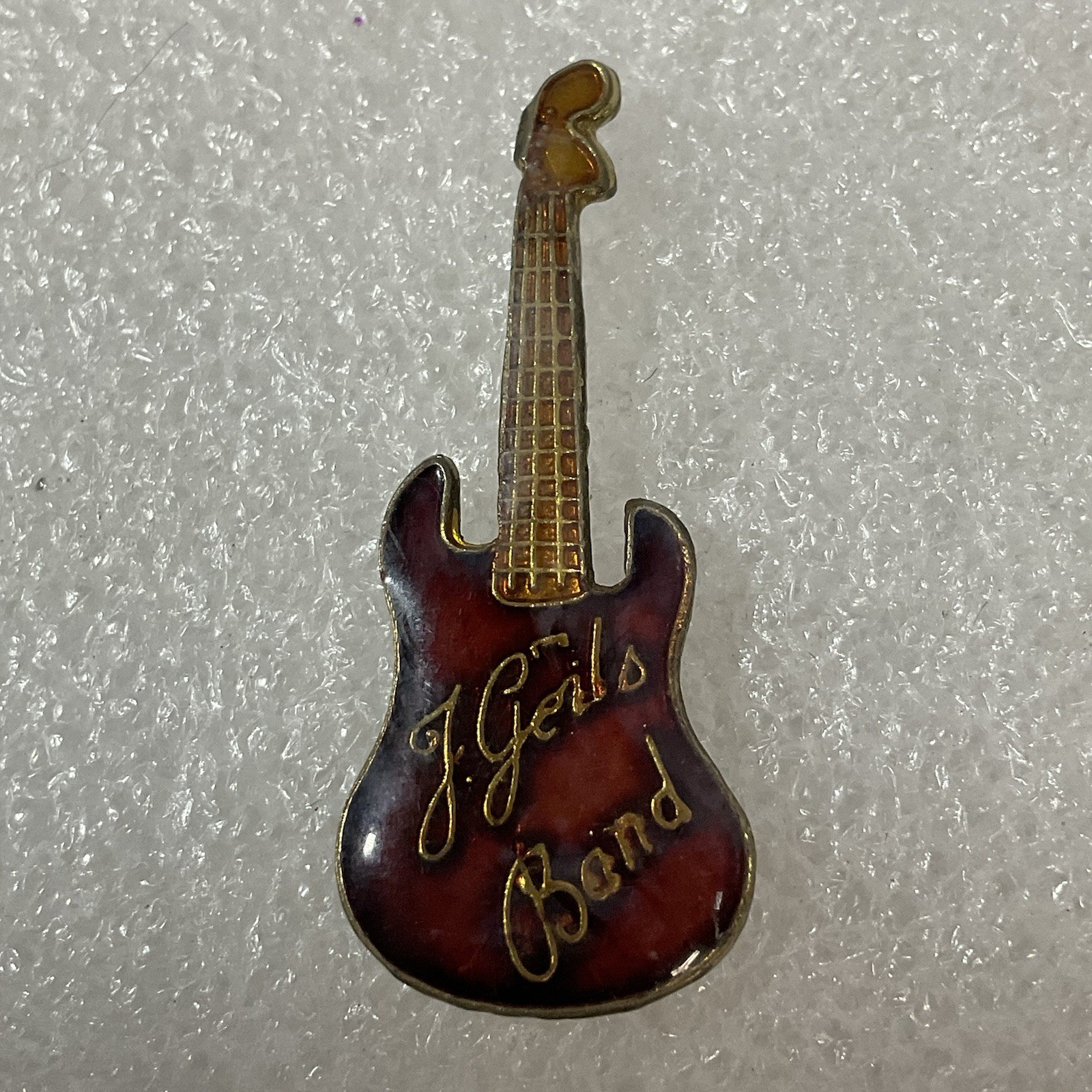 The J Geils BandRed & Gold Guitar Enamel Metal Vtg Pin Pinback GnuCollectibles - Image 1