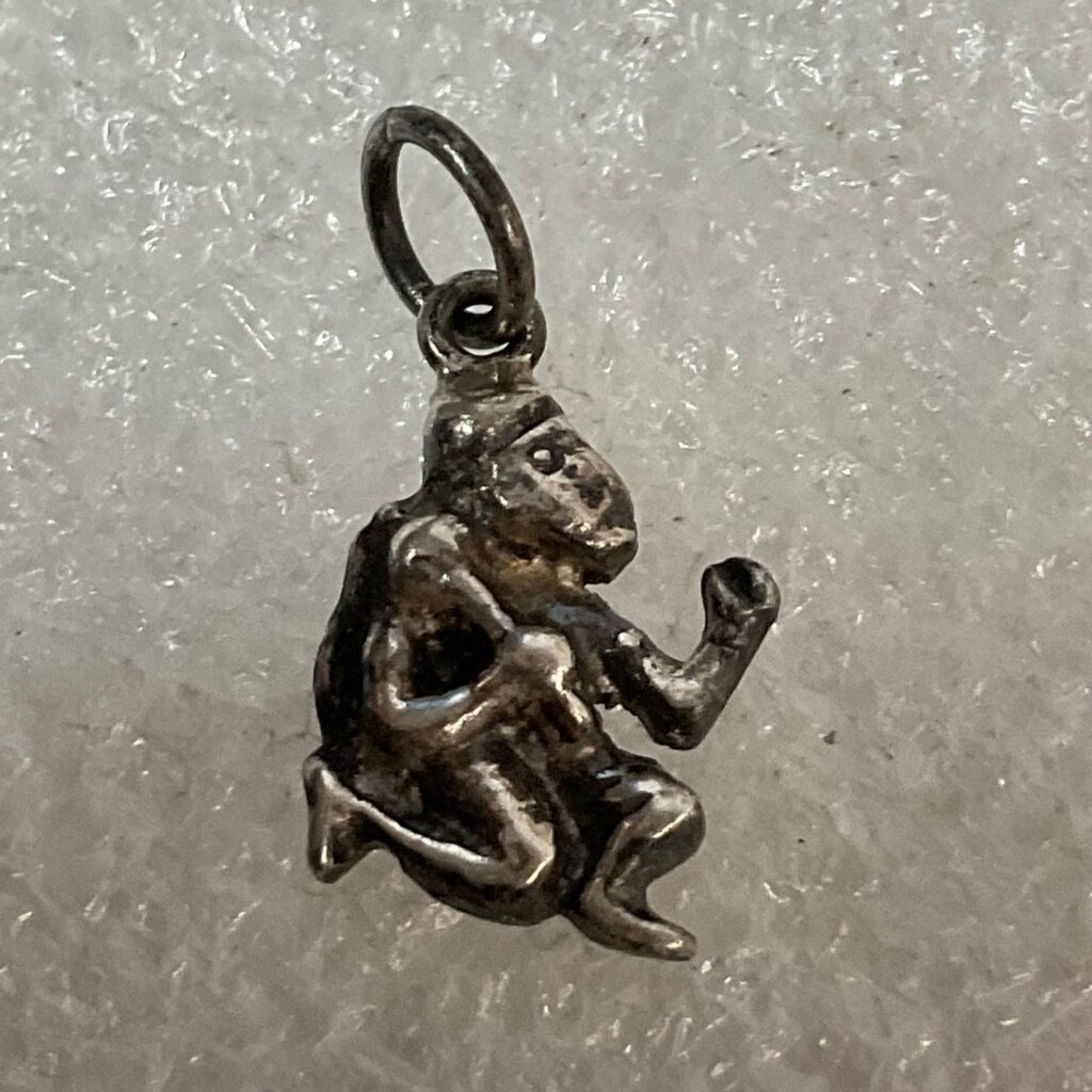 Vintage Silver Tone Monkey Boxer Charm Pendant 1.39g Jewelry Craft Collectible - Image 1