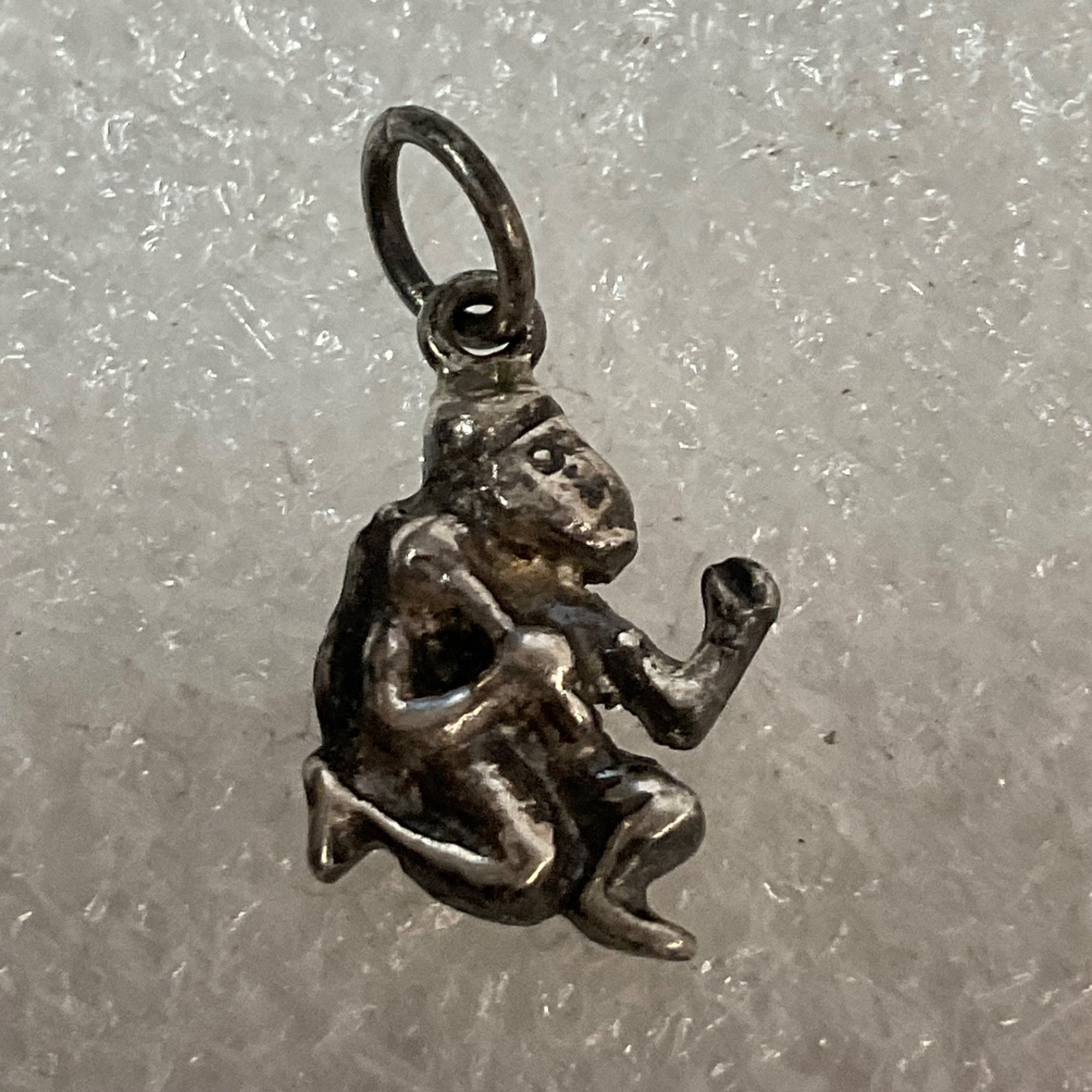 Vintage Silver Tone Monkey Boxer Charm Pendant 1.39g Jewelry Craft Collectible - Image 1