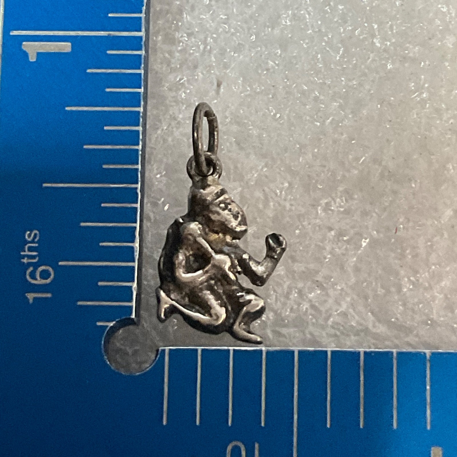 Vintage Silver Tone Monkey Boxer Charm Pendant 1.39g Jewelry Craft Collectible - Image 3