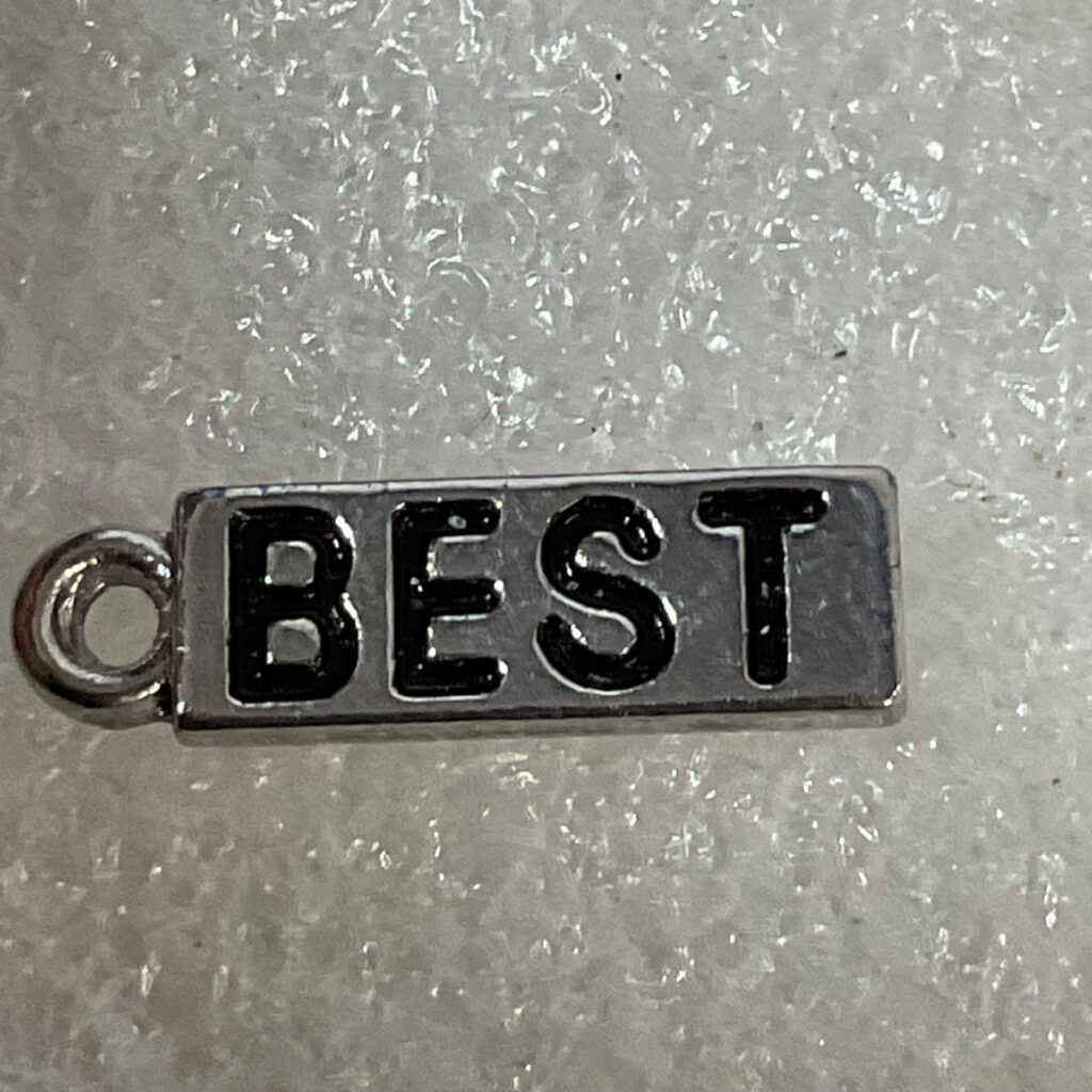Silver Tone BEST Word Charm Pendant Jewelry Making Craft Supply 1" Small - Image 1