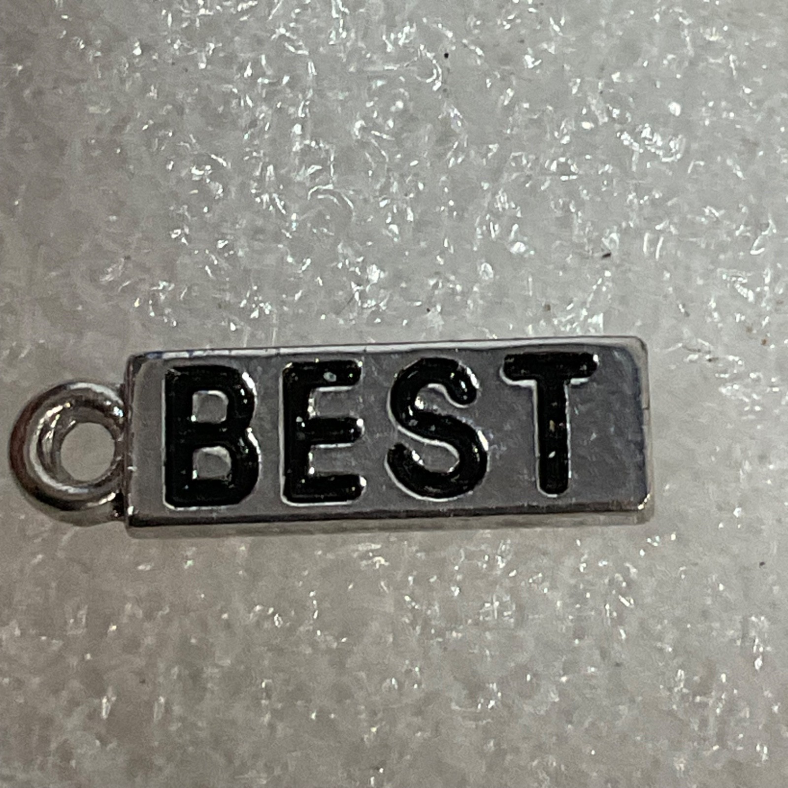 Silver Tone BEST Word Charm Pendant Jewelry Making Craft Supply 1" Small - Image 1