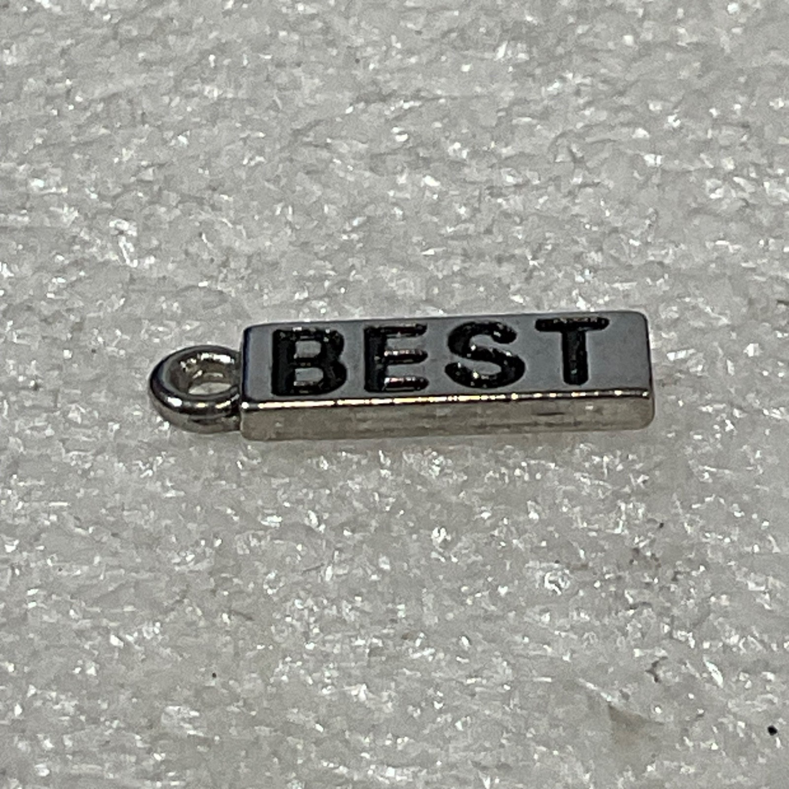 Silver Tone BEST Word Charm Pendant Jewelry Making Craft Supply 1" Small - Image 3