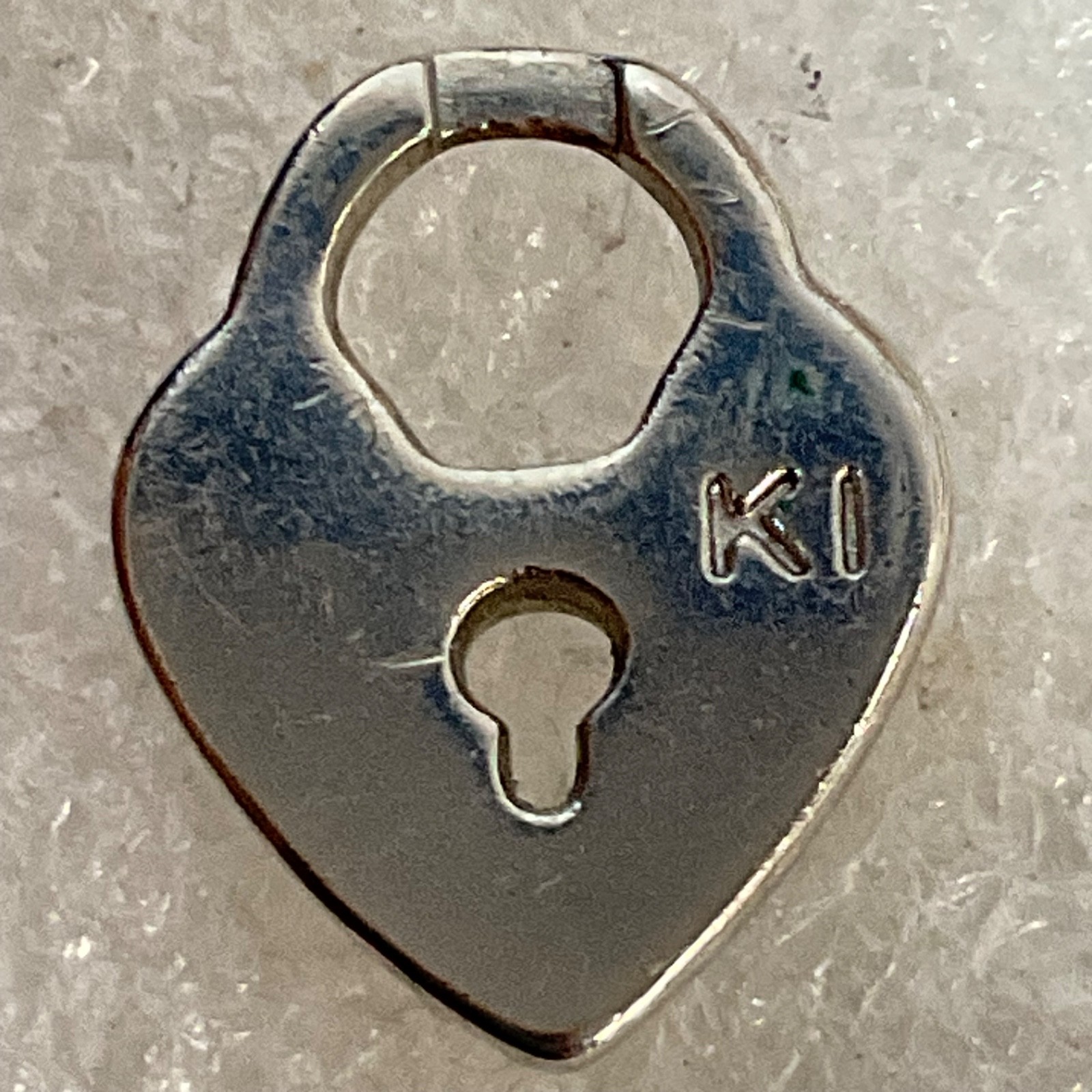 Silver Tone Heart Padlock Charm with Crystal Accent Jewelry Pendant 1.83g - Image 2
