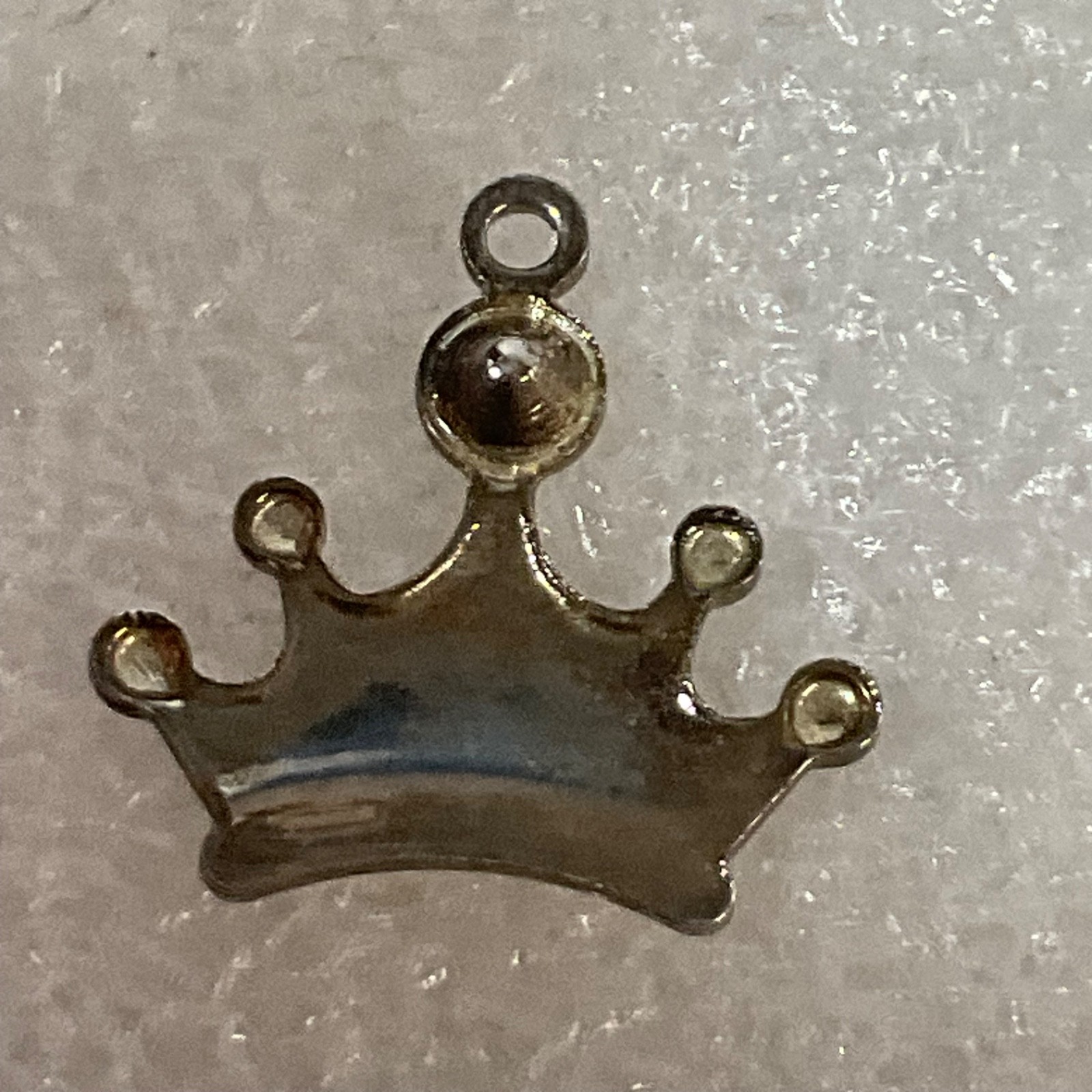 Silver Tone Crown Charm Pendant with Clear Rhinestone Accent 1.2g Jewelry Making - Image 2