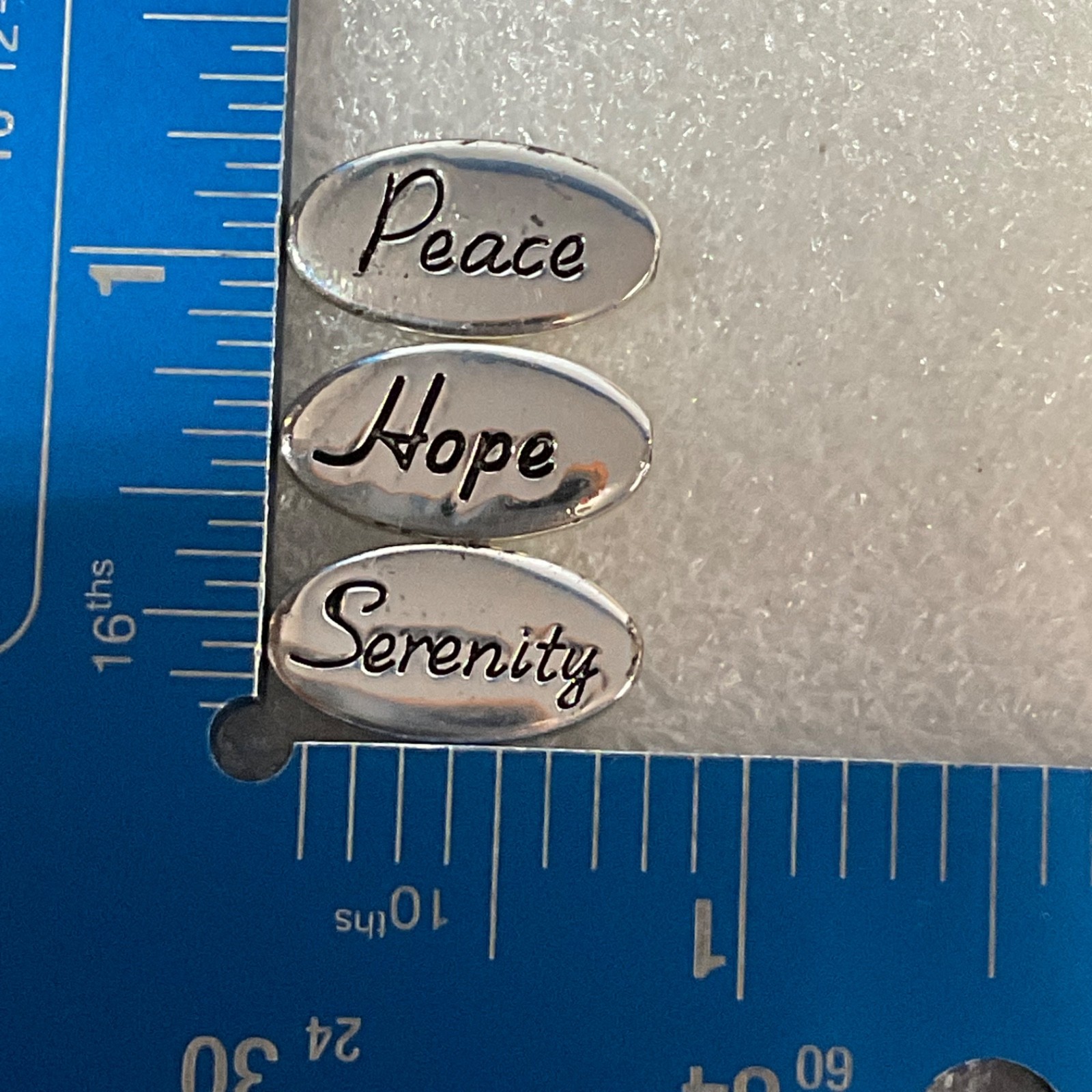 Silver Tone Word Beads Peace Hope Serenity Oval Charms Jewelry Craft Lot Set - Image 5
