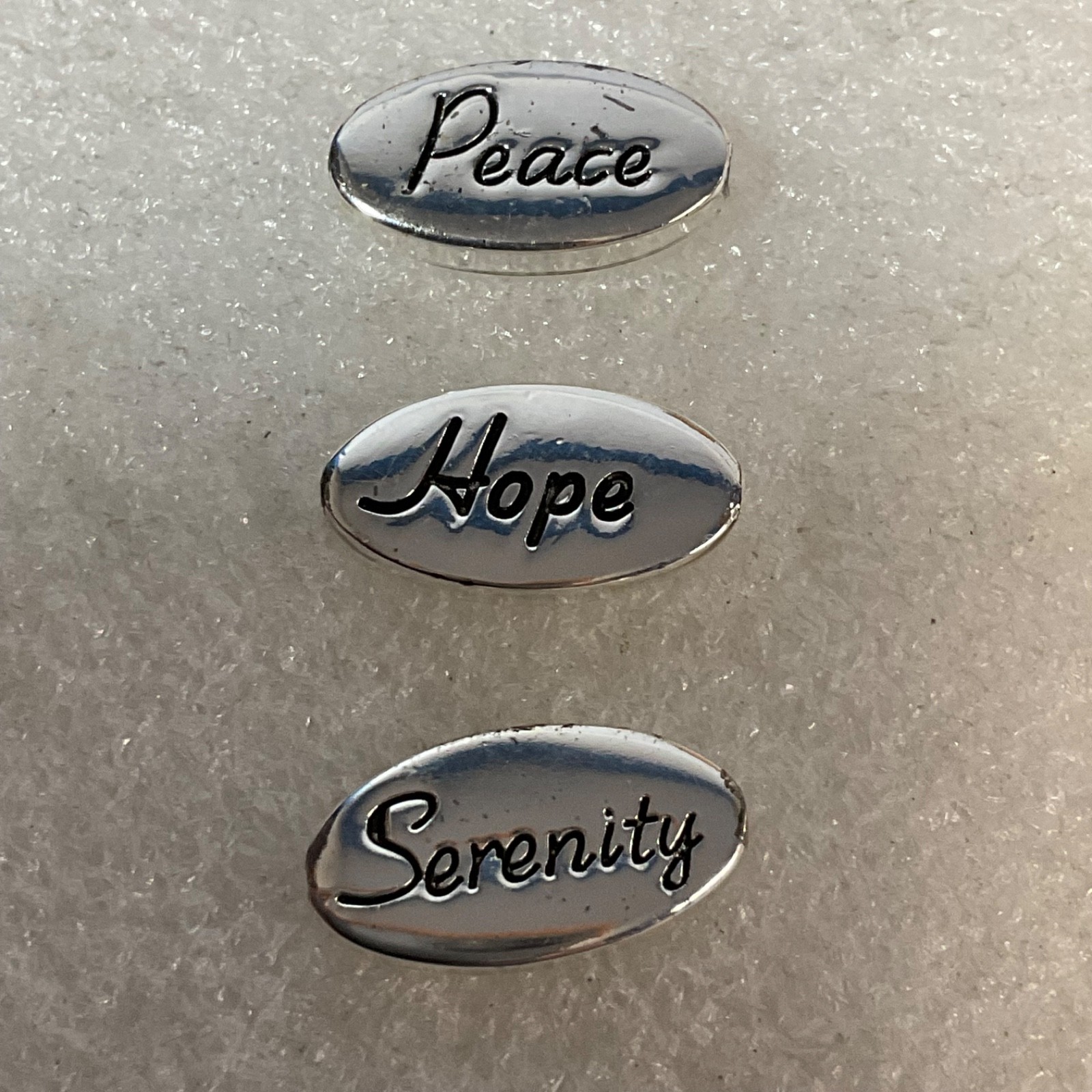 Silver Tone Word Beads Peace Hope Serenity Oval Charms Jewelry Craft Lot Set - Image 3