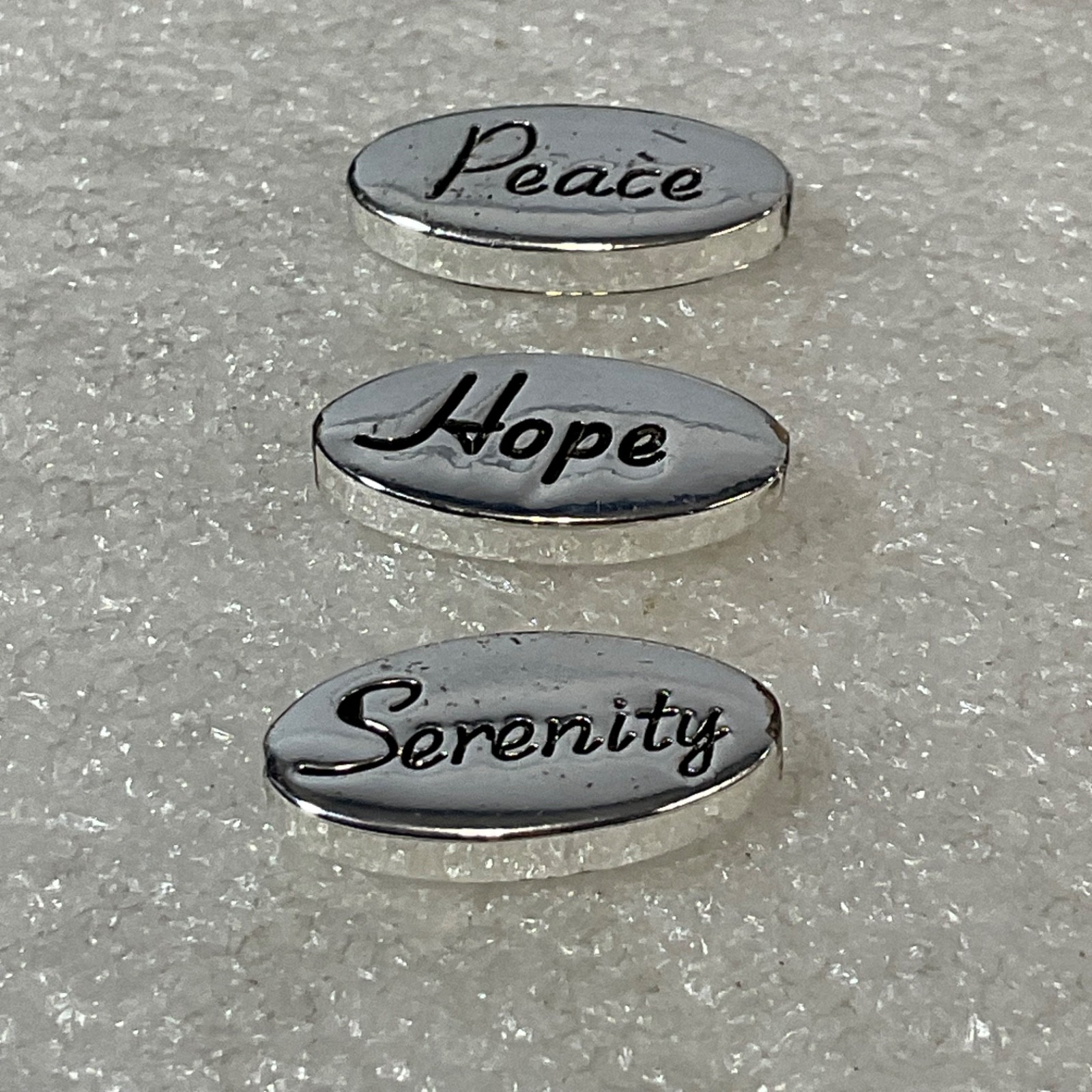Silver Tone Word Beads Peace Hope Serenity Oval Charms Jewelry Craft Lot Set - Image 4