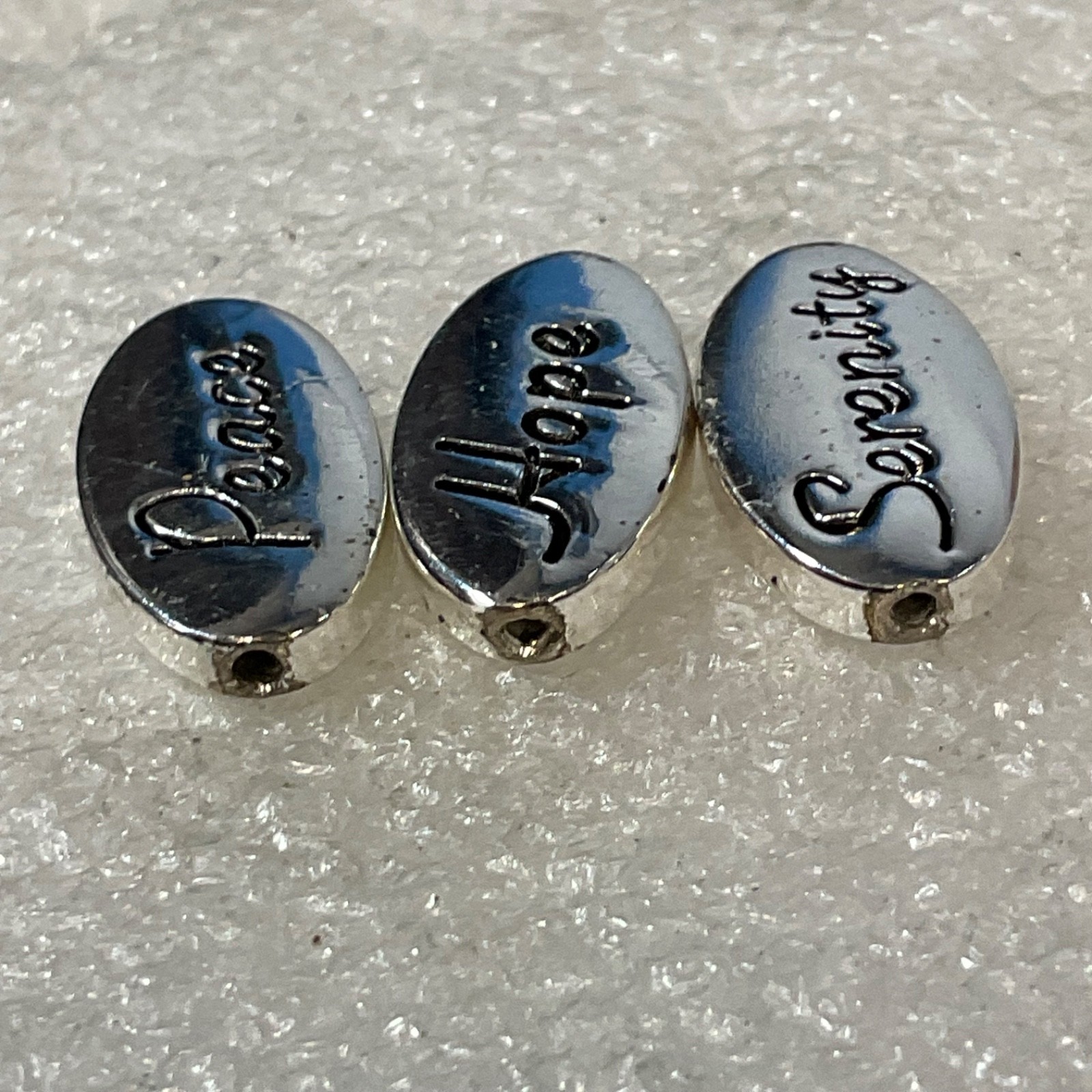 Silver Tone Word Beads Peace Hope Serenity Oval Charms Jewelry Craft Lot Set - Image 7