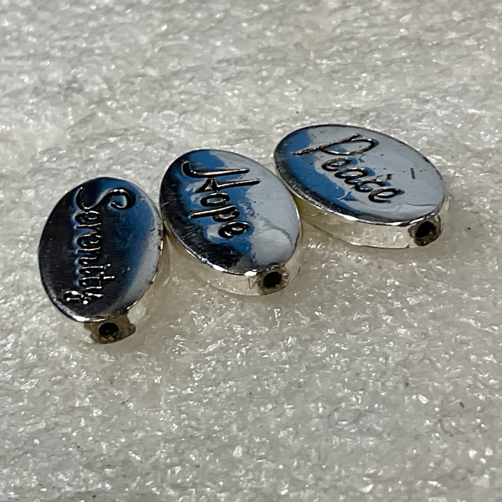 Silver Tone Word Beads Peace Hope Serenity Oval Charms Jewelry Craft Lot Set - Image 6