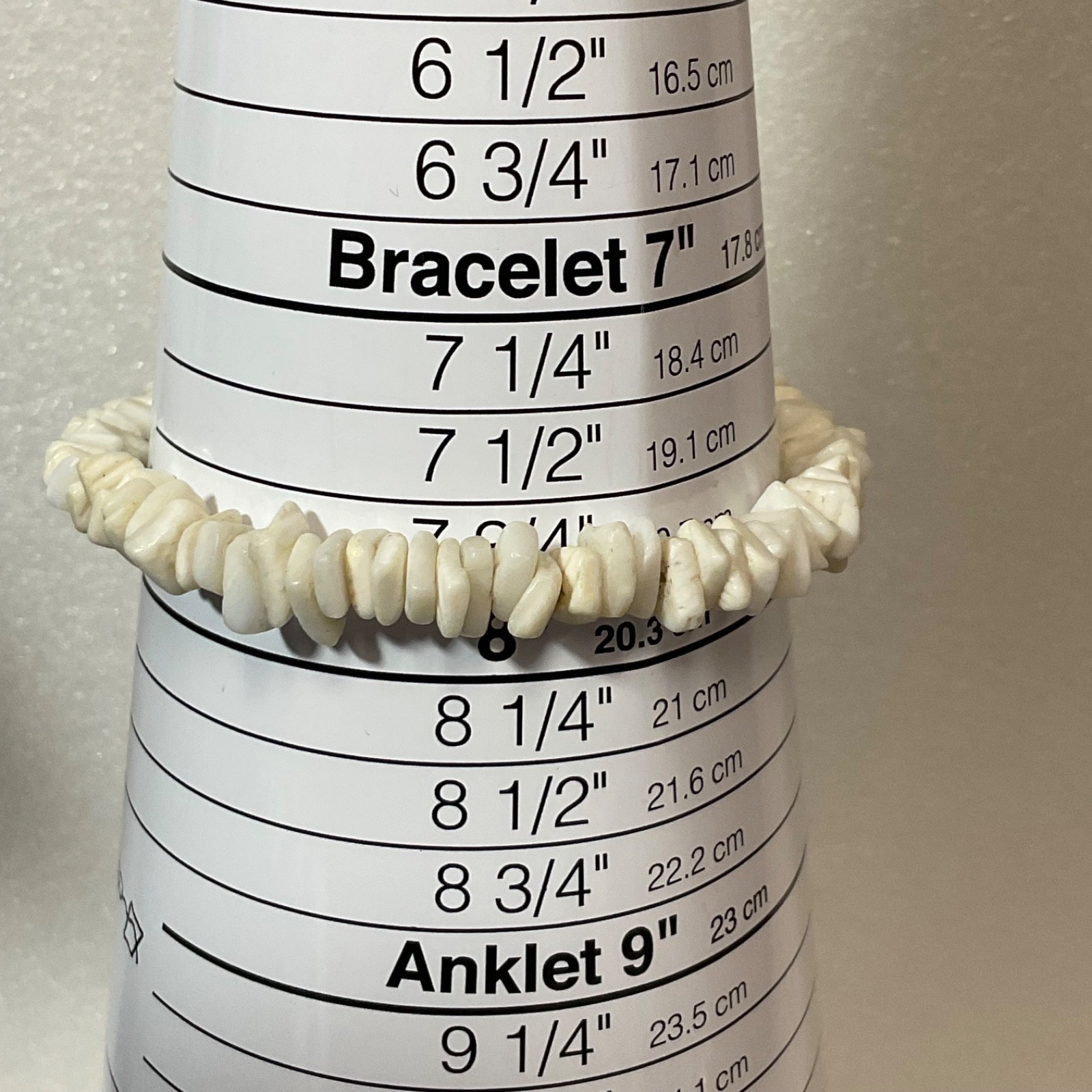 Vintage White Shell Chip Bracelet 7.75" Natural Beach Jewelry w/ Magnetic Clasp - Image 7