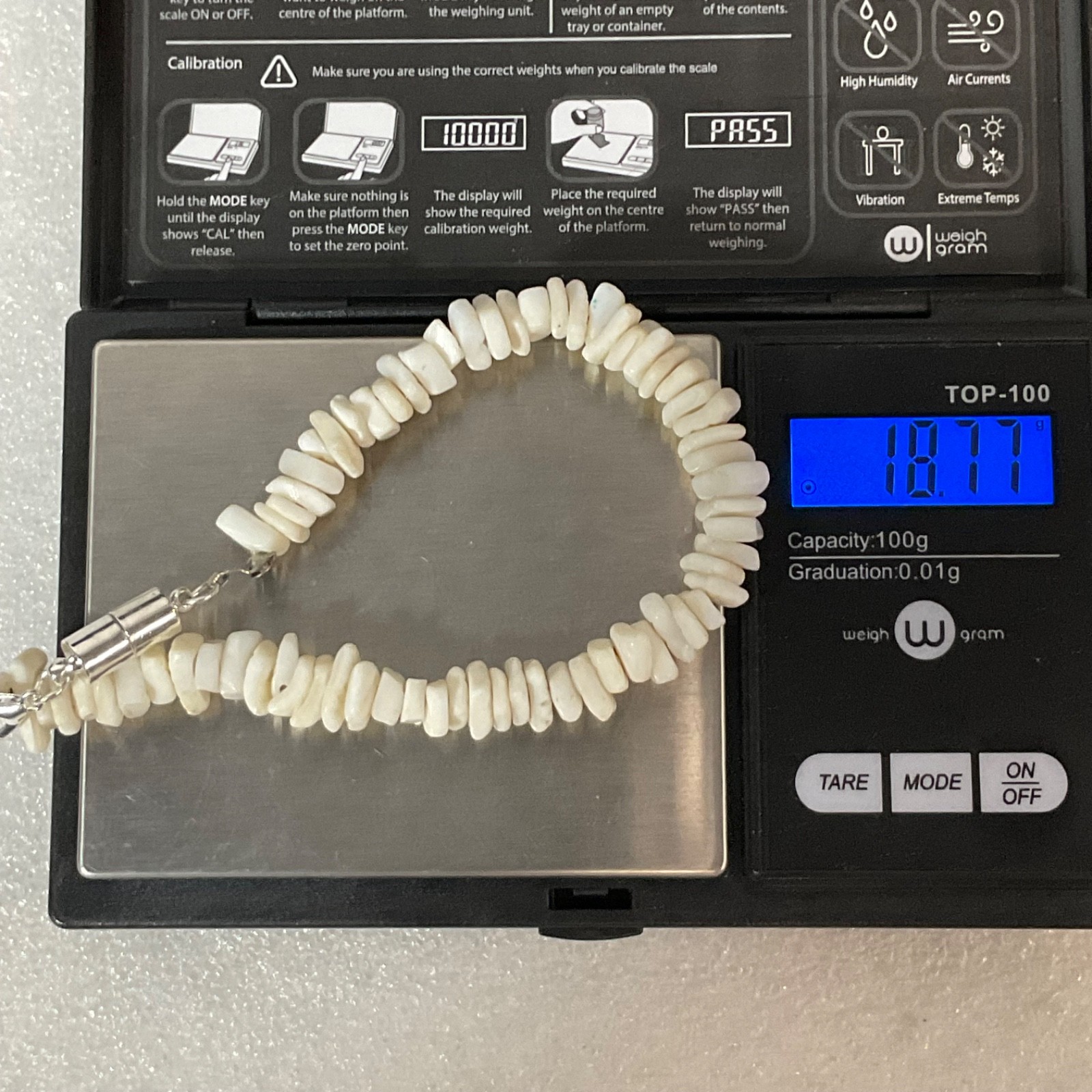 Vintage White Shell Chip Bracelet 7.75" Natural Beach Jewelry w/ Magnetic Clasp - Image 5
