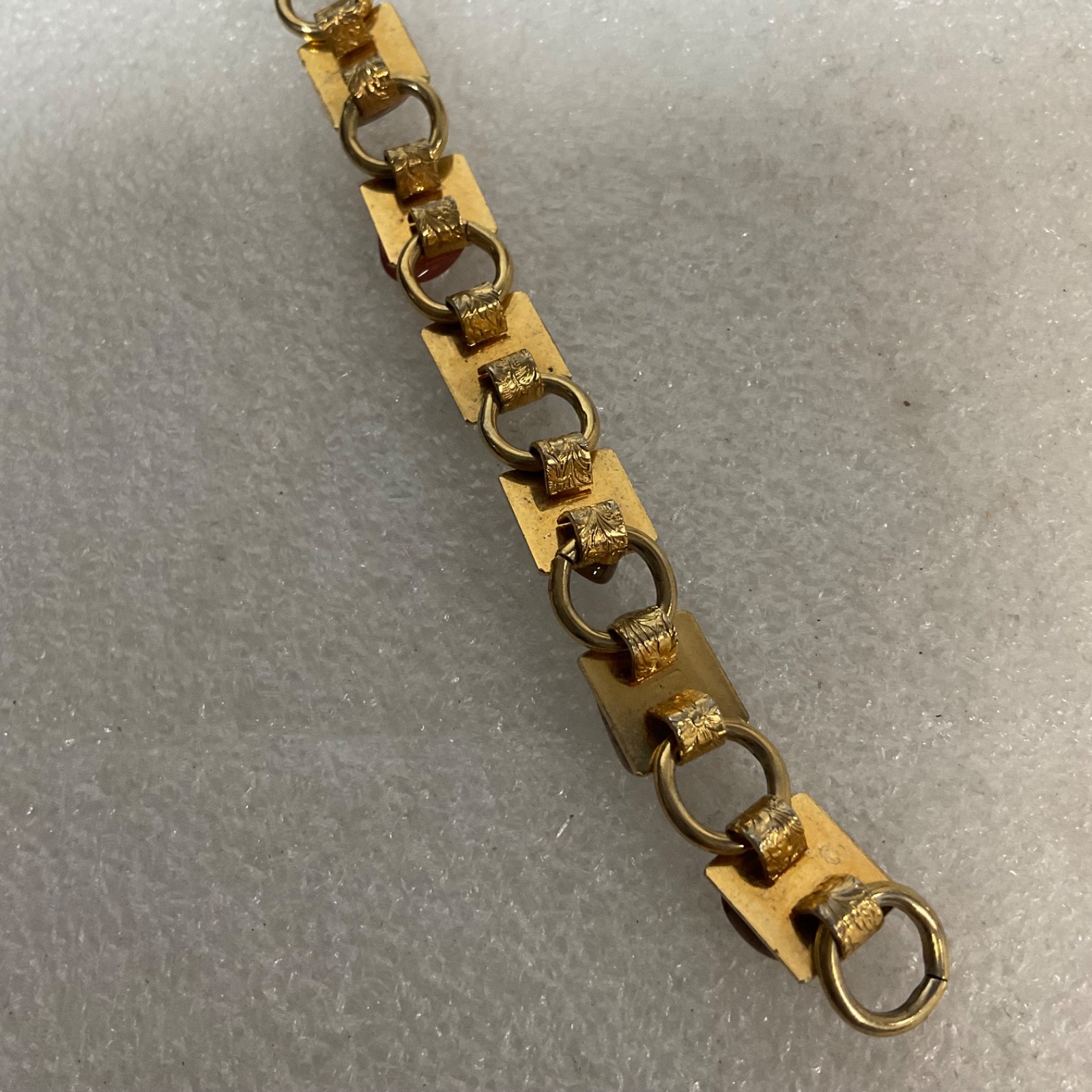 Vintage Gold Tone Bracelet 7" with Polished Agate Gemstone Links 15g Retro Jewel - Image 8