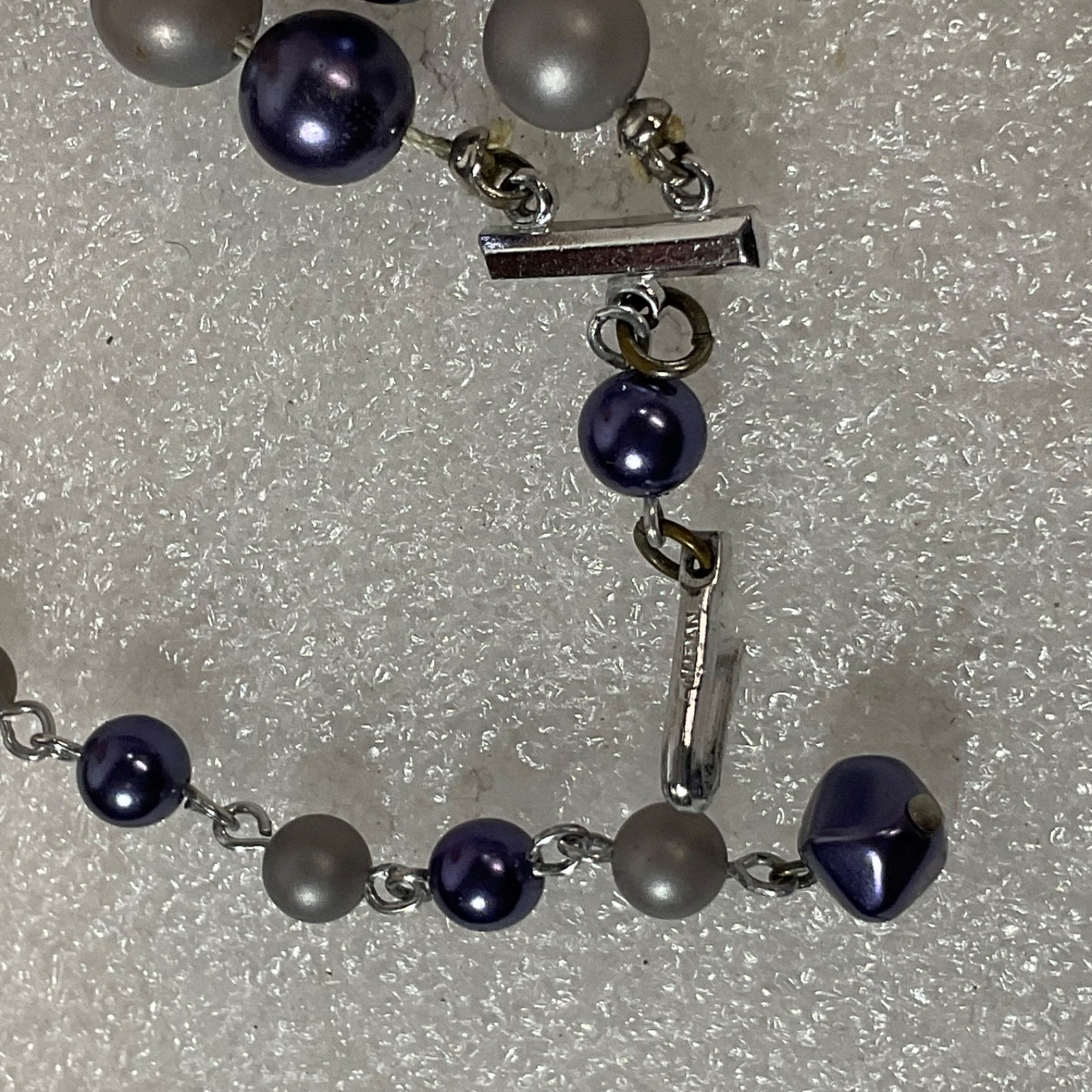 Vintage Japan 34" Double Strand Beaded Necklace Gray Purple Aurora Borealis Bead - Image 14