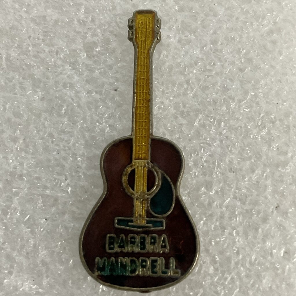 Barbara Mandrell Vintage Multicolor Metal Guitar Pin Pinback GnuCollectibles - Image 1