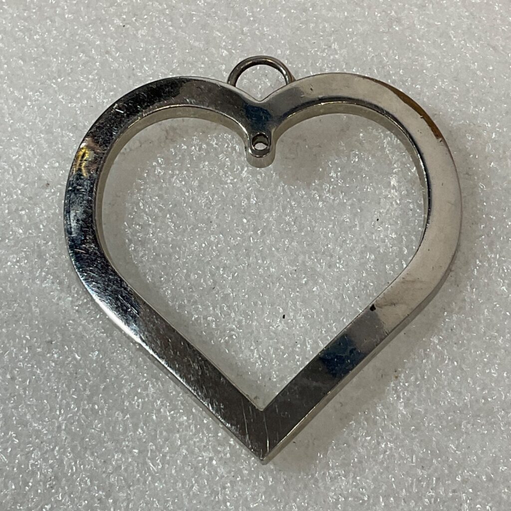 Vintage Silver Tone Heart Pendant Charm Hollow Metal Jewelry Craft 2.5" - Image 1