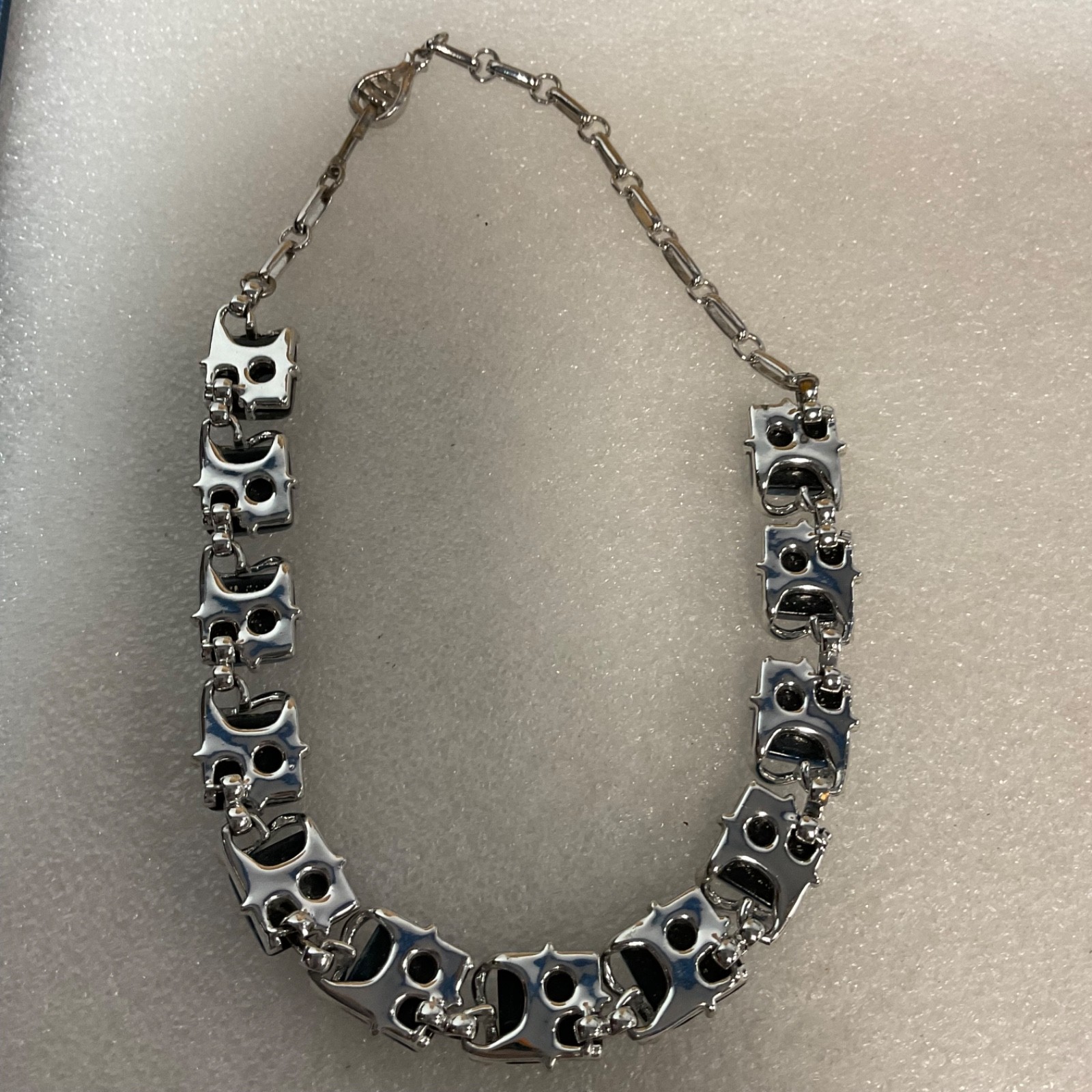 Vintage Coro Blue Confetti Lucite Rhinestone 15" Necklace Silver Tone Signed - Image 15