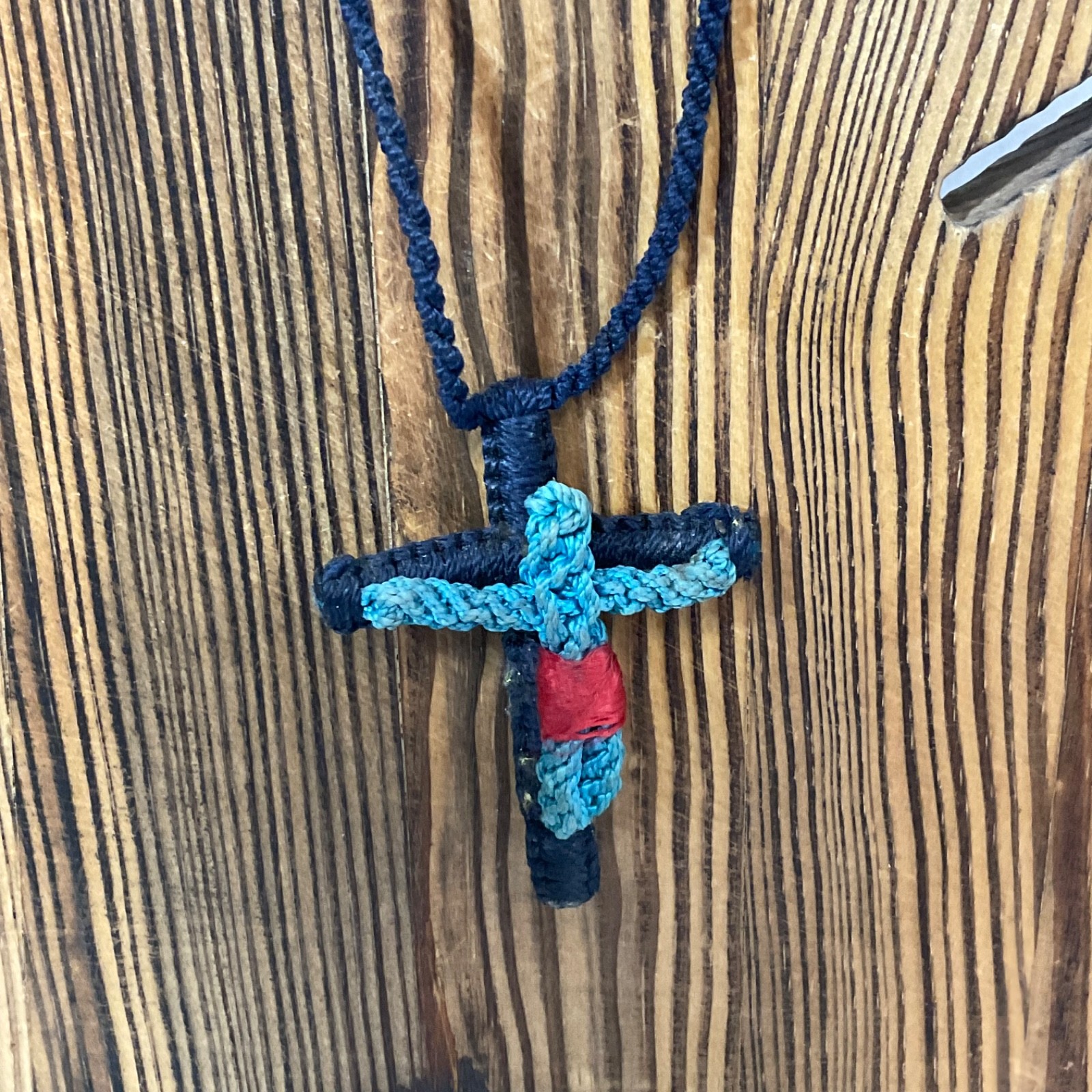 Handmade Woven Cross Necklace Christian Catholic Religious Rope Pendant Jewelry - Image 2