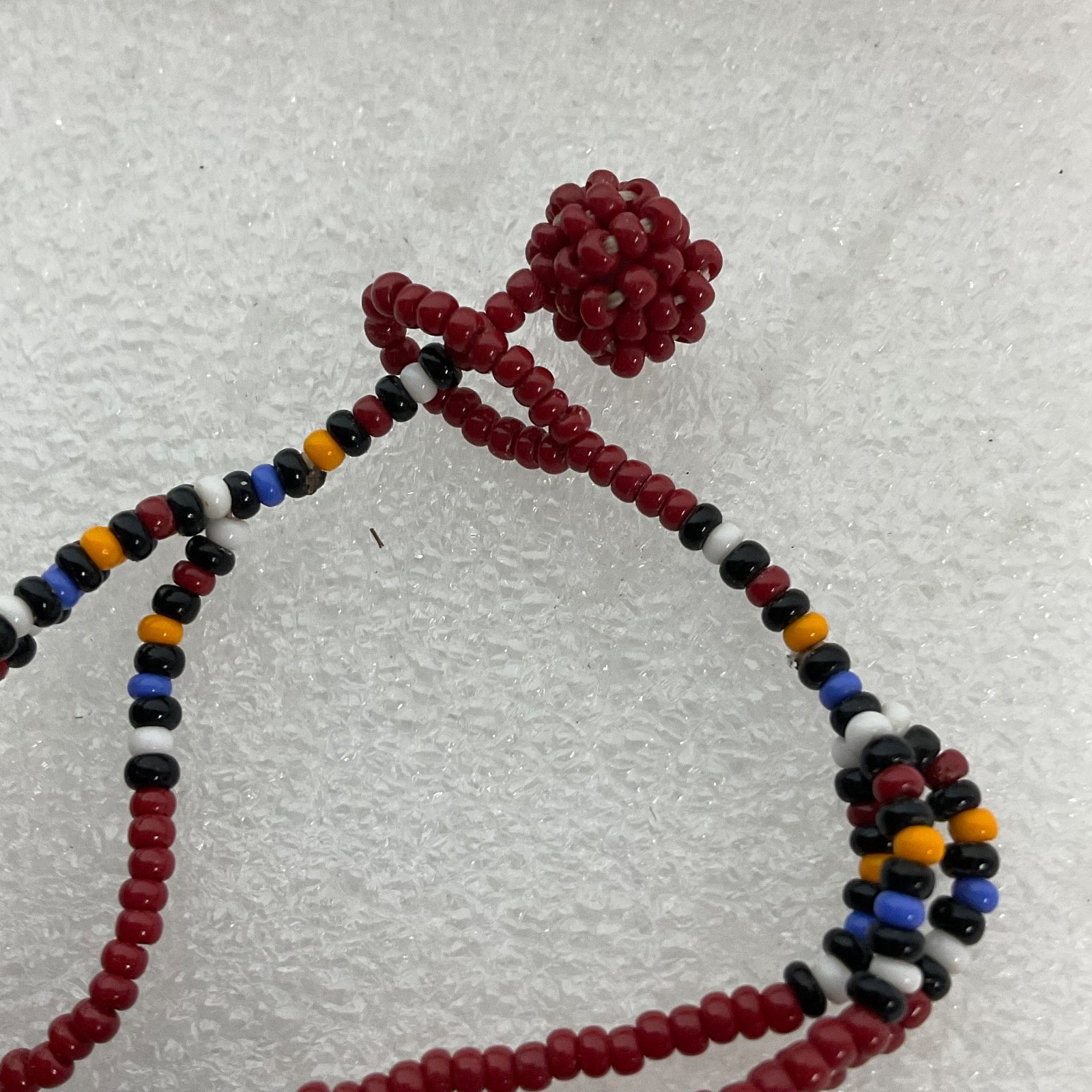 48in Multicolor Beaded Necklace Red Seed Beads Tribal Pattern Handmade Jewelry - Image 6