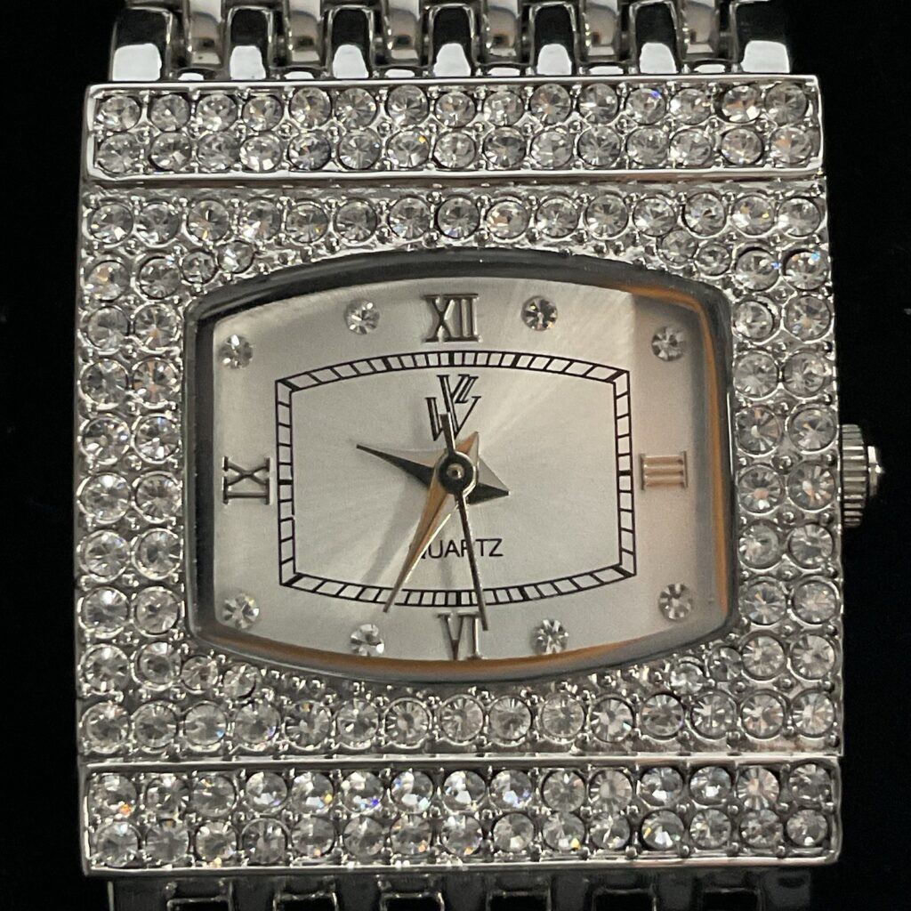 Victoria Wieck Quartz Watch Women Silver Rhinestone Japan Movt Needs Battery 7" - Image 1