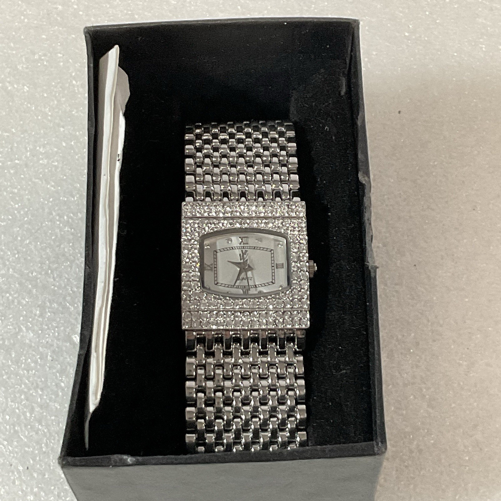 Victoria Wieck Quartz Watch Women Silver Rhinestone Japan Movt Needs Battery 7" - Image 3