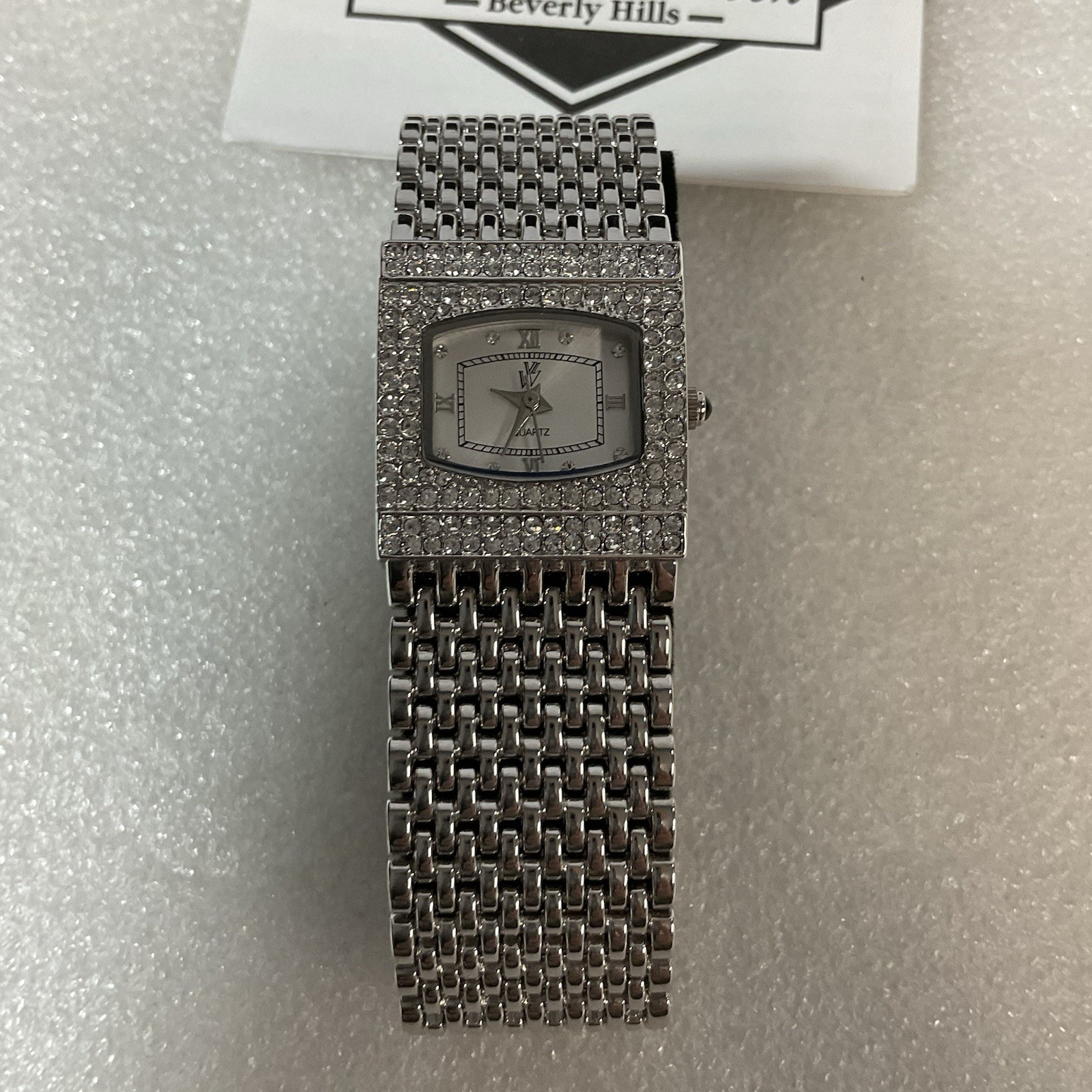 Victoria Wieck Quartz Watch Women Silver Rhinestone Japan Movt Needs Battery 7" - Image 7