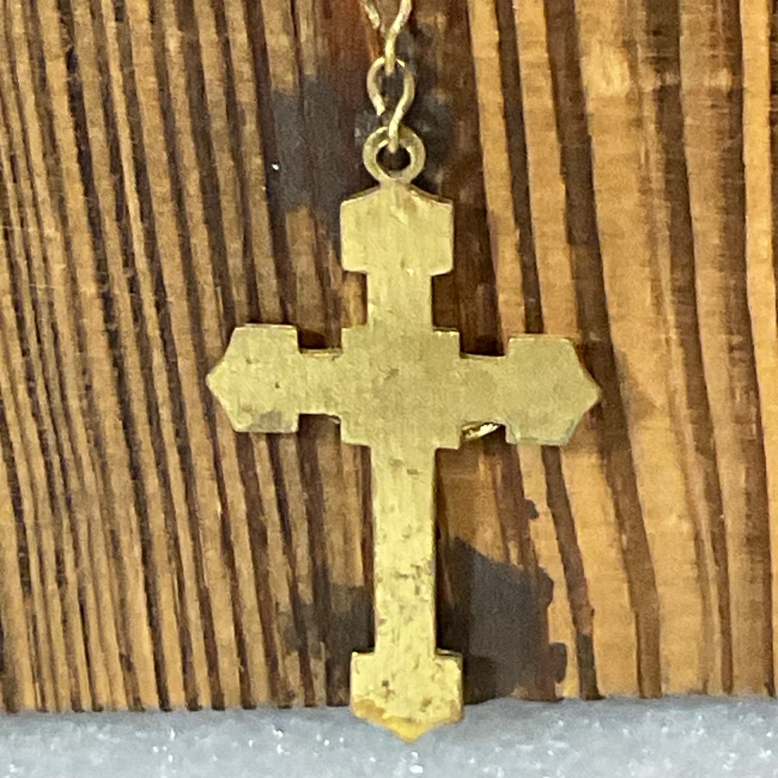 VTG Catholic Rosary Red Faceted Glass Beads Gold Tone Crucifix Cross Necklace - Image 4