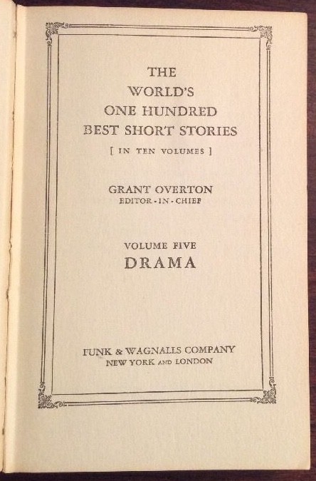The World's One Hundred Best Short Stories Volume 5 Drama 1927 Hardback - Image 1