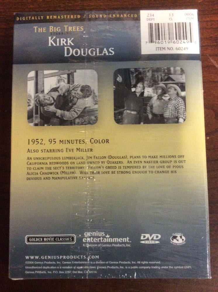 The Big Trees 1952 edition DVD 2004 Kirk Douglas Eve Miller - Image 2