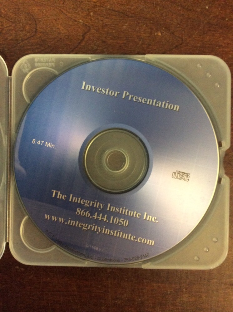 Investor Presentation The Integrity Institute Compact Disc UsedCDmusicCom - Image 1