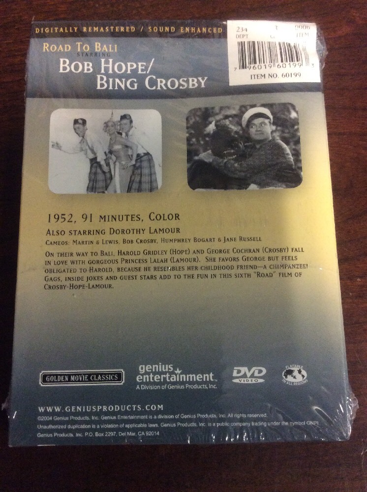 Road to Bali Starring Bob Hope/Bing Crosby/Dorothy Lamour 1952 Color(DVD, 2004) - Image 2