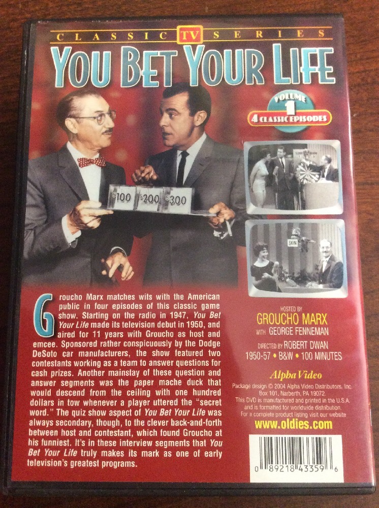 You Bet Your Life Vol 1 (DVD, 2004) Groucho Marx RecycledDVD.com - Image 2