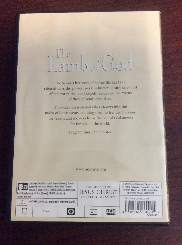 The Lamb Of God, Last Week of Jesus Life DVD Mormon LDS Bible Atonement Lord - Image 2