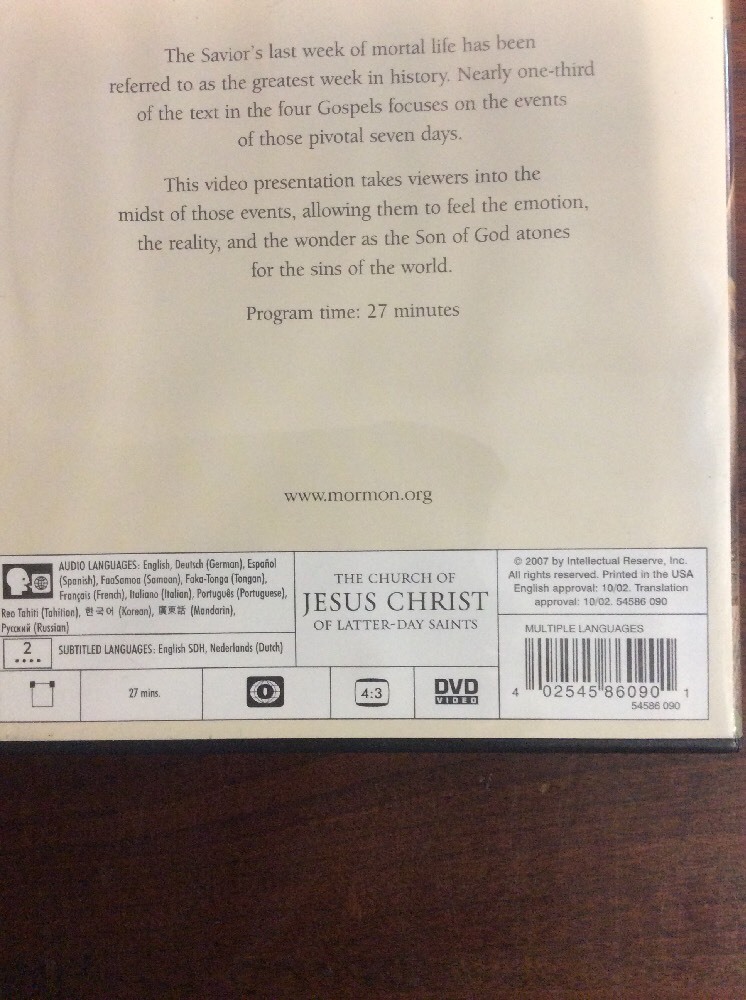 The Lamb Of God, Last Week of Jesus Life DVD Mormon LDS Bible Atonement Lord - Image 3