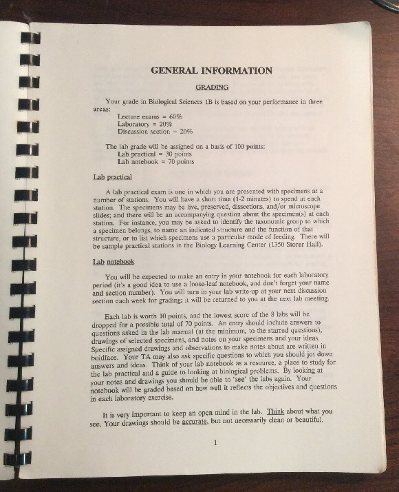 Laboratory Manual For Biological Sciences 1B UC Davis 1990 Falling, Grosberg - Image 6