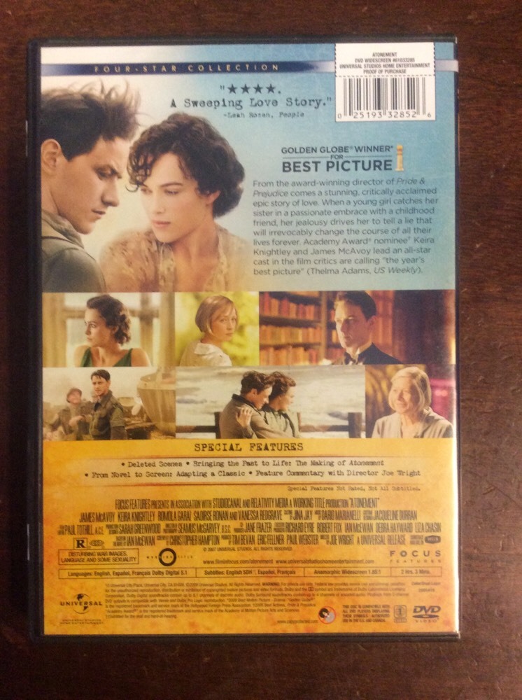 Atonement (DVD, 2008, Widescreen) - Image 2