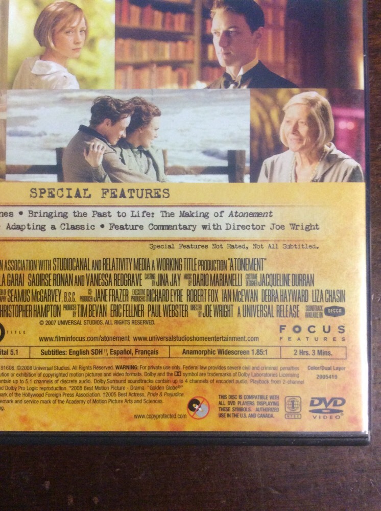 Atonement (DVD, 2008, Widescreen) - Image 12