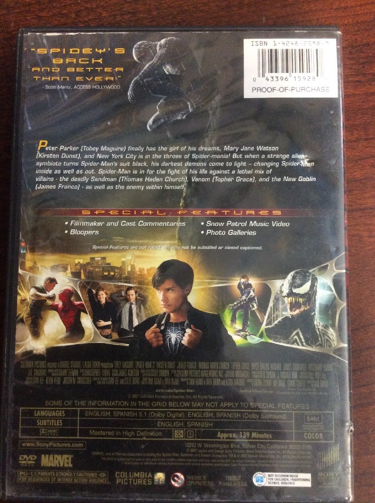 Spider-Man 3 DVD 2007 Toby Maguire And Kirsten Dunst MediaGnu - Image 2