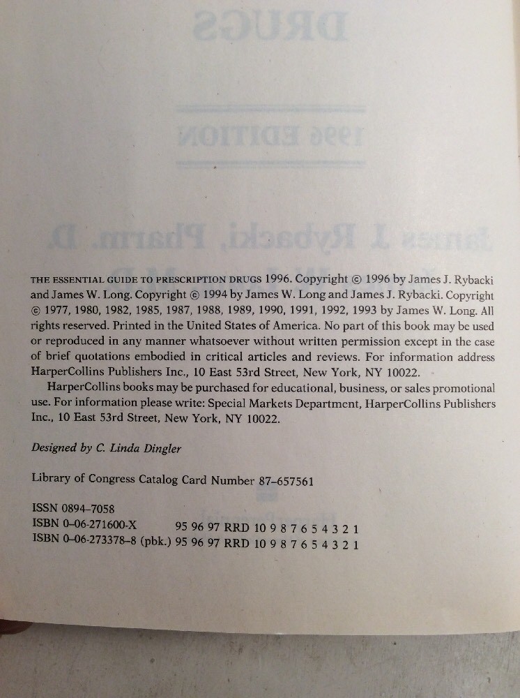 The Essential Guide to Prescription Drugs 1996 SB Book J Long and J Rybacki - Image 7