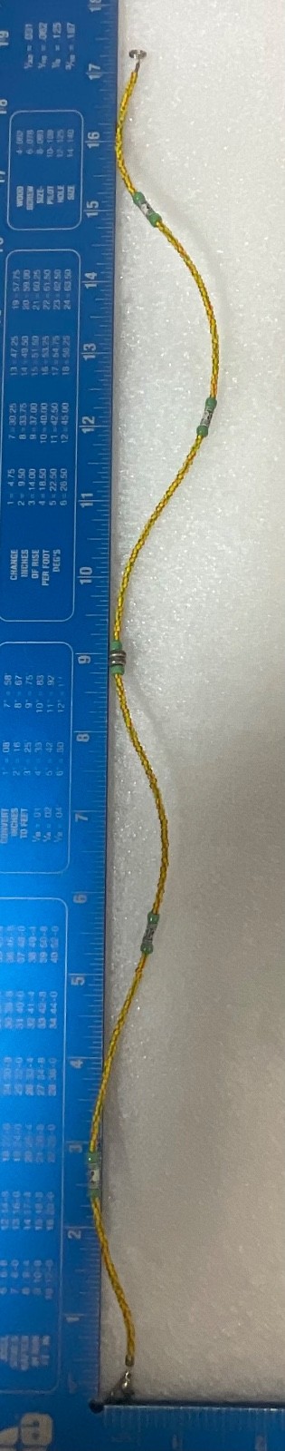 18" Yellow Glass Seed Bead Necklace Tribal Style with Green Tube Beads Boho - Image 4