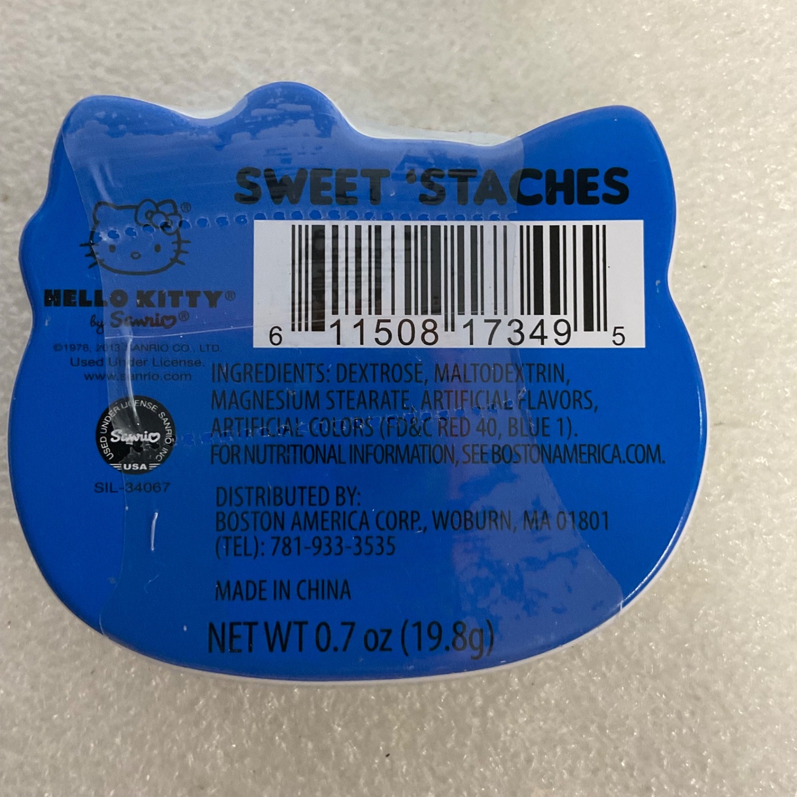 Hello Kitty Sweet 'Staches Metal Tin Blue Bow Mustache Sanrio Empty Collectible - Image 2