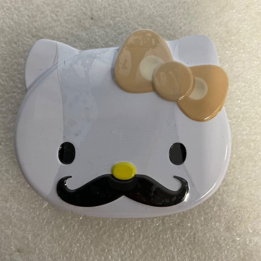 Hello Kitty Sweet 'Staches Metal Tin Beige Bow Mustache Sanrio Empty Collectible - Image 1