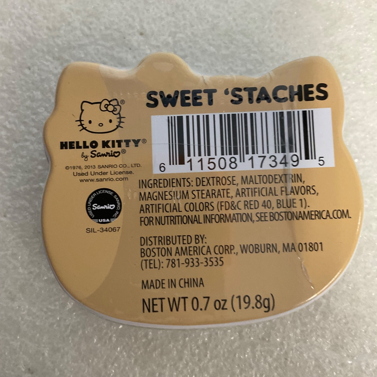 Hello Kitty Sweet 'Staches Metal Tin Beige Bow Mustache Sanrio Empty Collectible - Image 2
