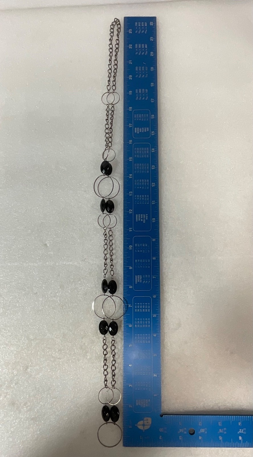48in Gunmetal Chain Necklace Black Faceted Beads Modern Long Layered Jewelry - Image 4