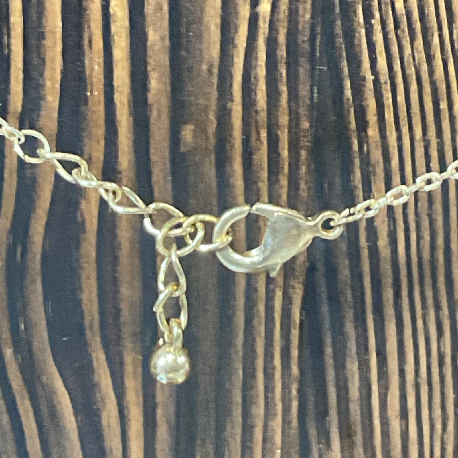 16" Gold Tone Chain Necklace Pink Rhinestone Heart Pendant Adjustable Dainty - Image 4