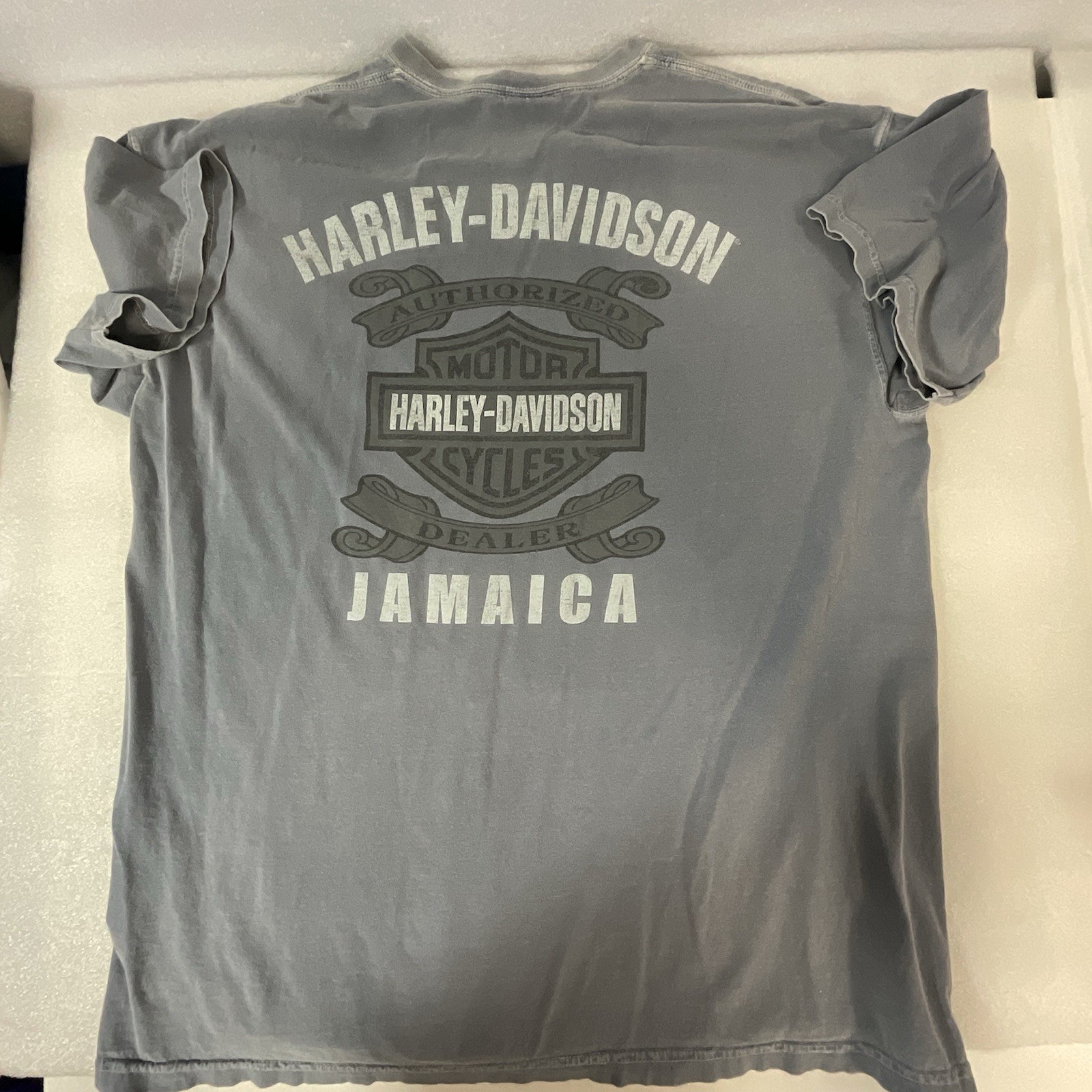 Harley-Davidson Jamaica T-Shirt XL Gray Skull Wings Biker Tee Comfort Colors - Image 8