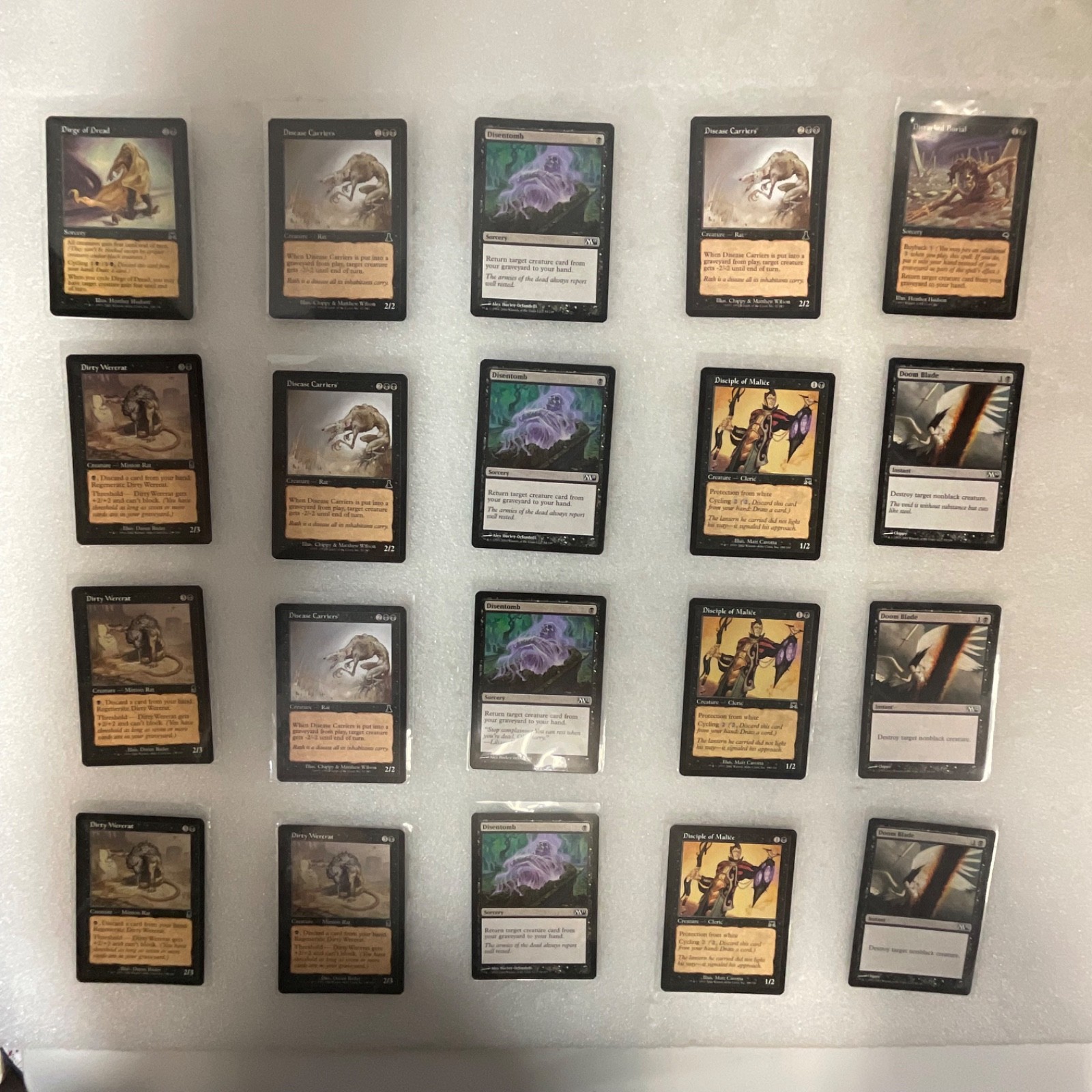 MTG 20 Card Black Lot Doom Blade Disentomb Dirty Wererat Mixed Sets - Image 1