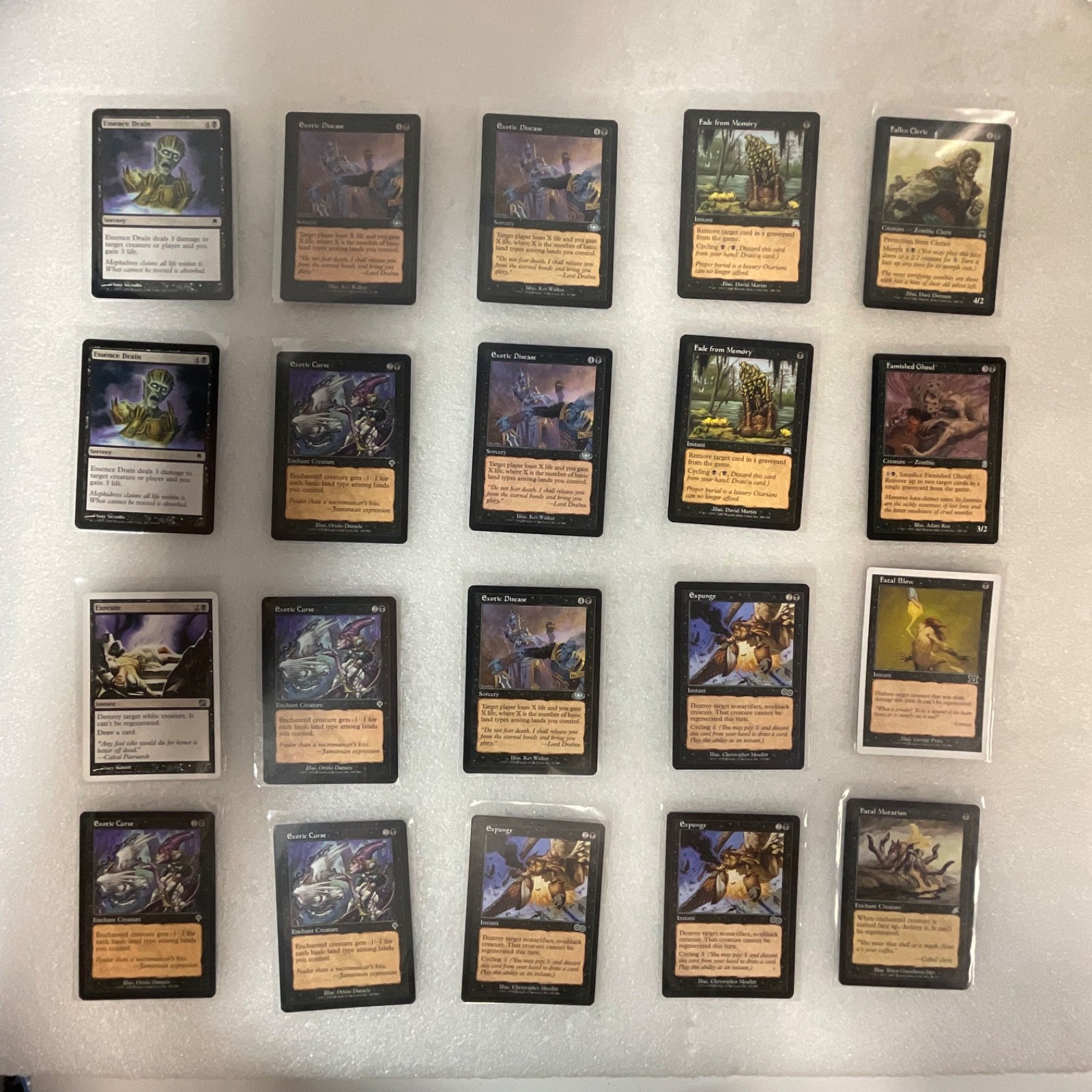 MTG 20 Card Black Lot Essence Drain Exotic Disease Expunge Mixed Sets - Image 1