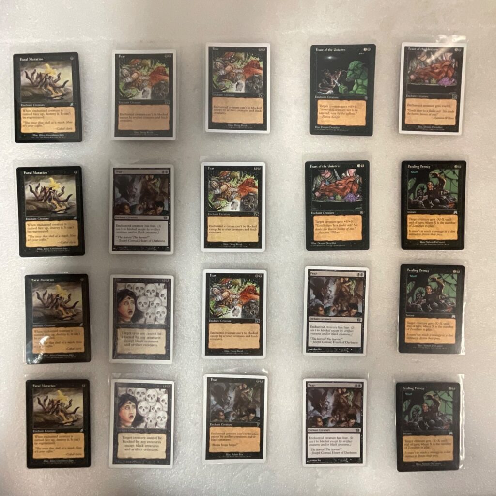 MTG 20 Card Black Lot Fear Feast Unicorn Feeding Frenzy Mixed Sets - Image 1